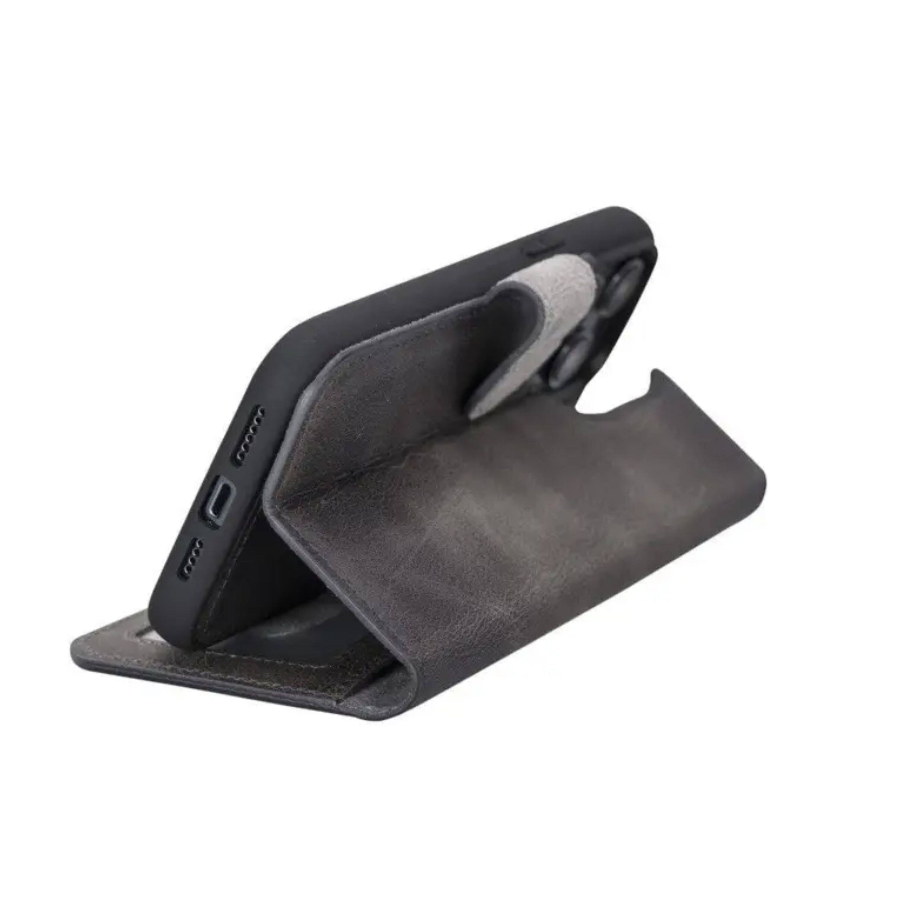 Angle. Kitcheniva - Magsafe Leather Wallet Case For Iphone 13 Pro Max Brown - Brown.
