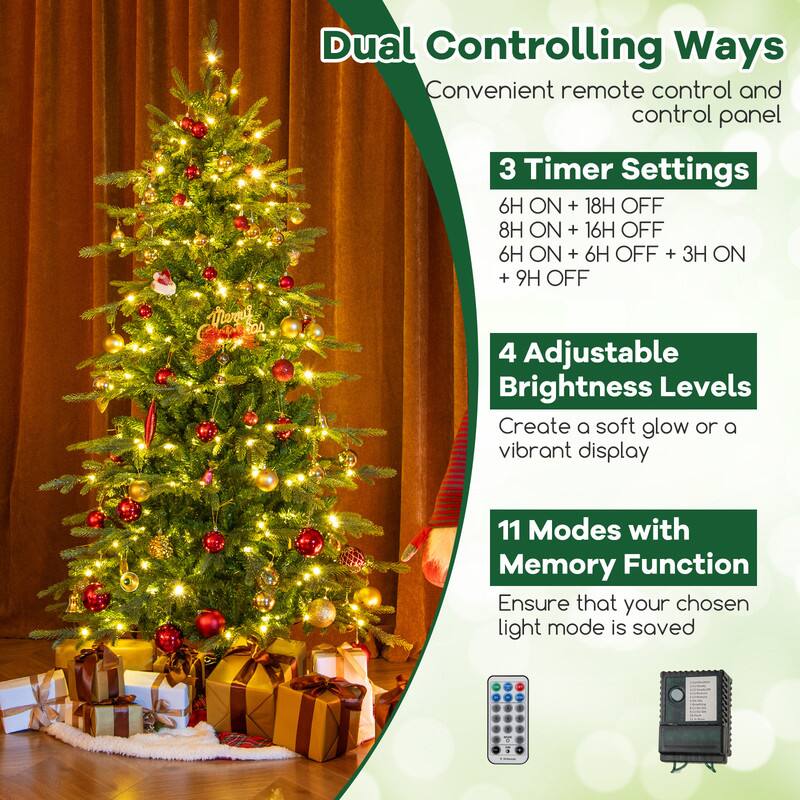Dual Controlling Ways  
Convenient remote control and control panel  

3 Timer Settings  
6H ON + 18H OFF  
8H ON + 16H OFF  
6H ON + 6H OFF + 3H ON + 9H OFF  

4 Adjustable Brightness Levels  
Create a soft glow or a vibrant display  

11 Modes with Memory Function  
Ensure that your chosen light mode is saved