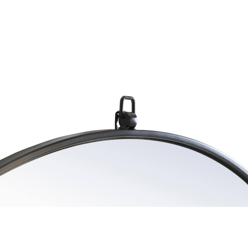 Alt View 3. Elegant Decor - Metal frame Round Mirror with decorative hook 32 inch Black finish - Black.