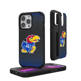 Keyscaper - NCAA - Kansas Jayhawks Linen Logo iPhone Rugged Case - 15 Pro - Black