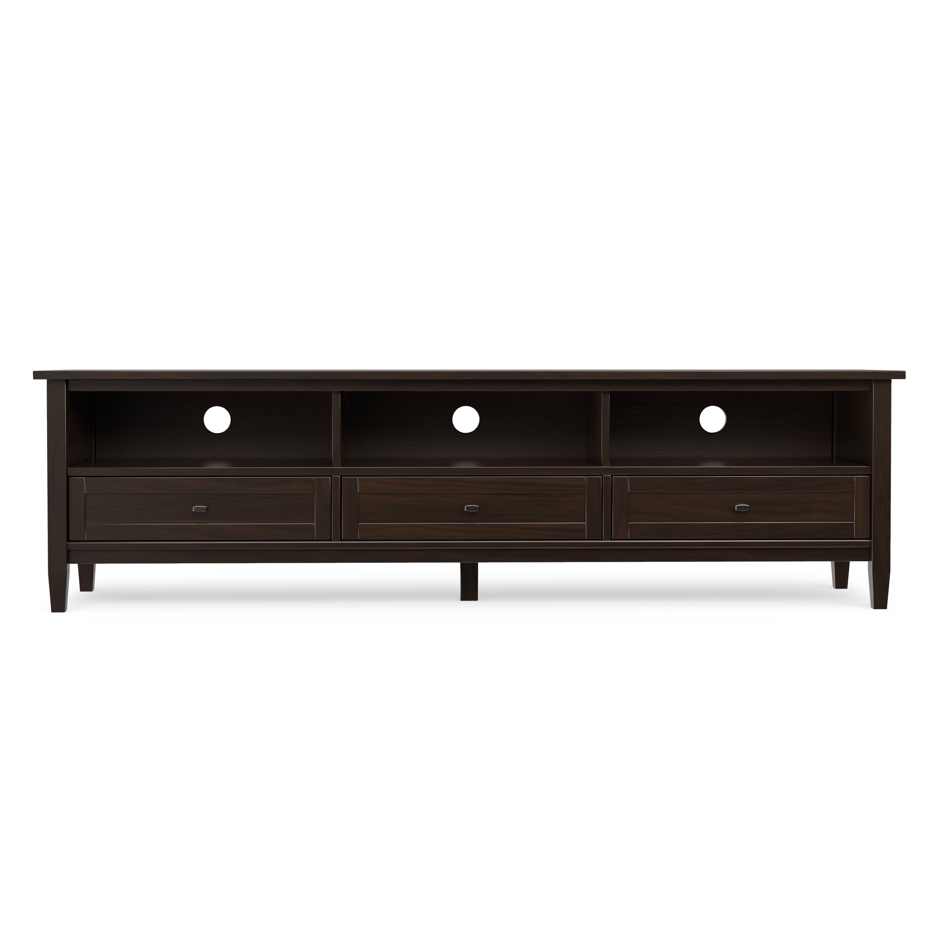 Back. Simpli Home - Warm Shaker SOLID WOOD 72 inch Low TV Media Stand in Tobacco Brown For TVs up to 80 inches - Tobacco Brown.