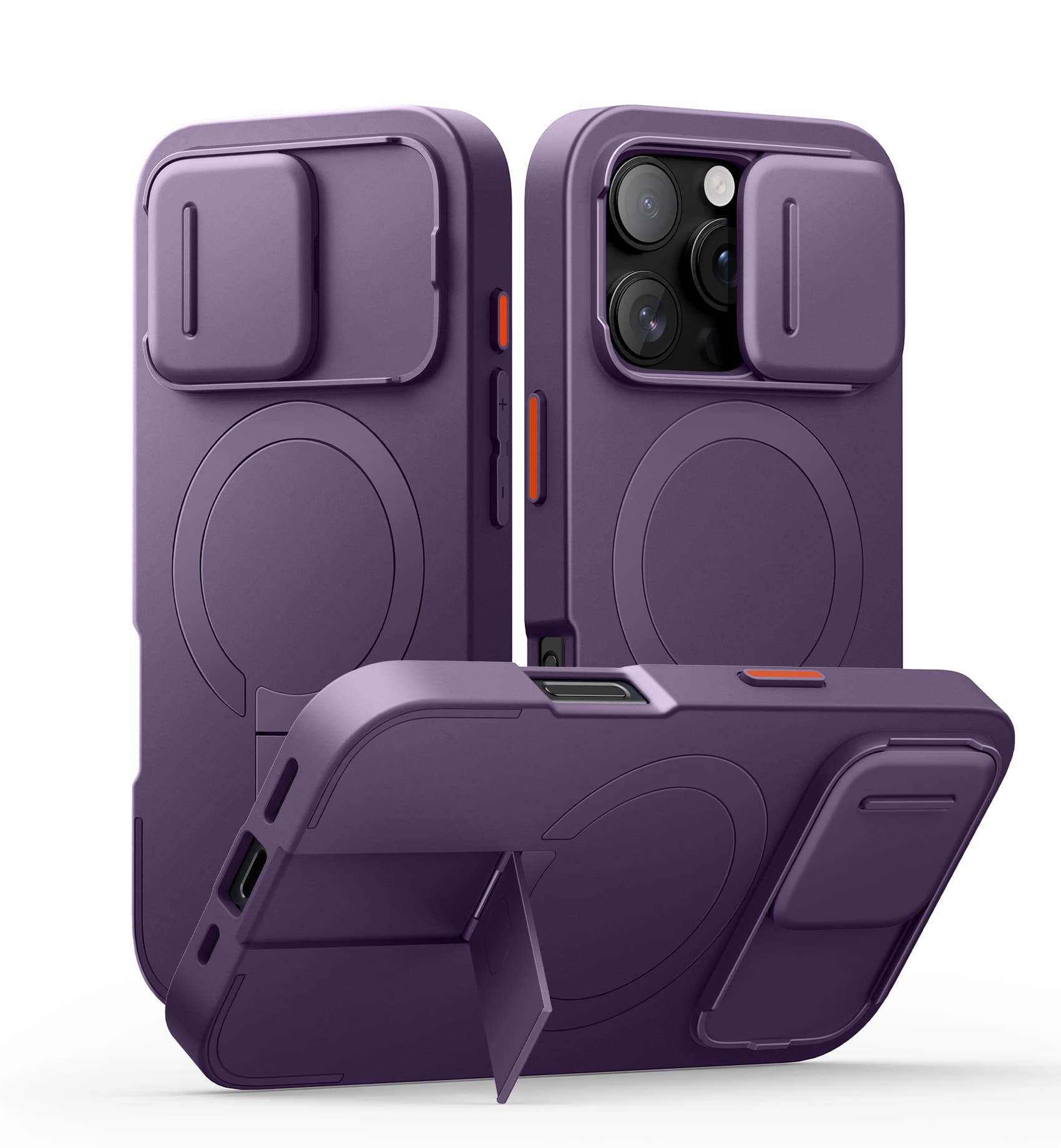 SURITCH - Bumper Case for iPhone 16 Pro with Camera Cover, Compatible with MagSafe, Kickstand, Shockproof Slim Protective Cover - Dark Purple price history on PriceWatchPro