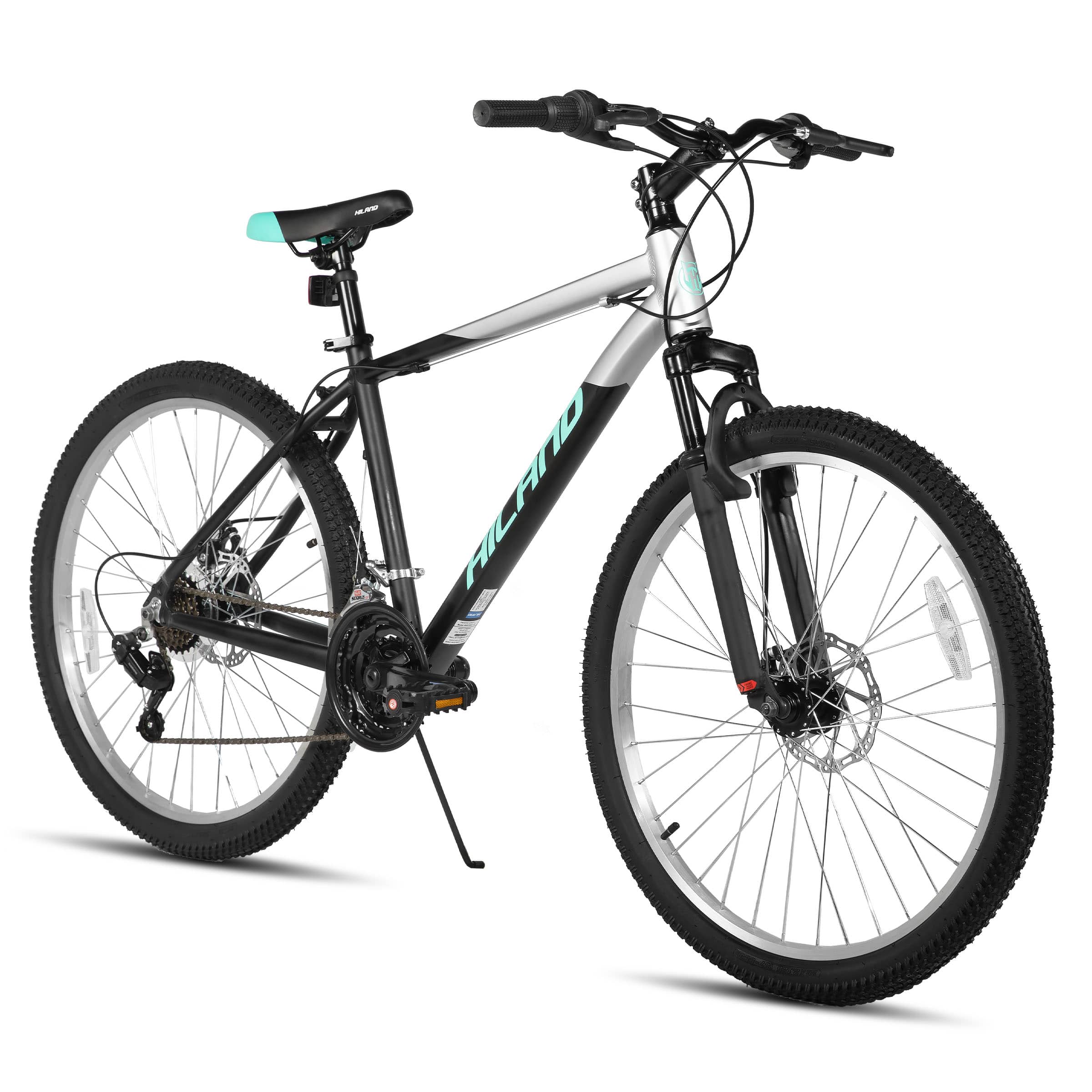 Front. HILAND - HILAND H200 26 Inch Mountain Bike with 18-Speed for Men Women, Suspension Fork, Aluminum Frame MTB Bicycle, Black - Black.