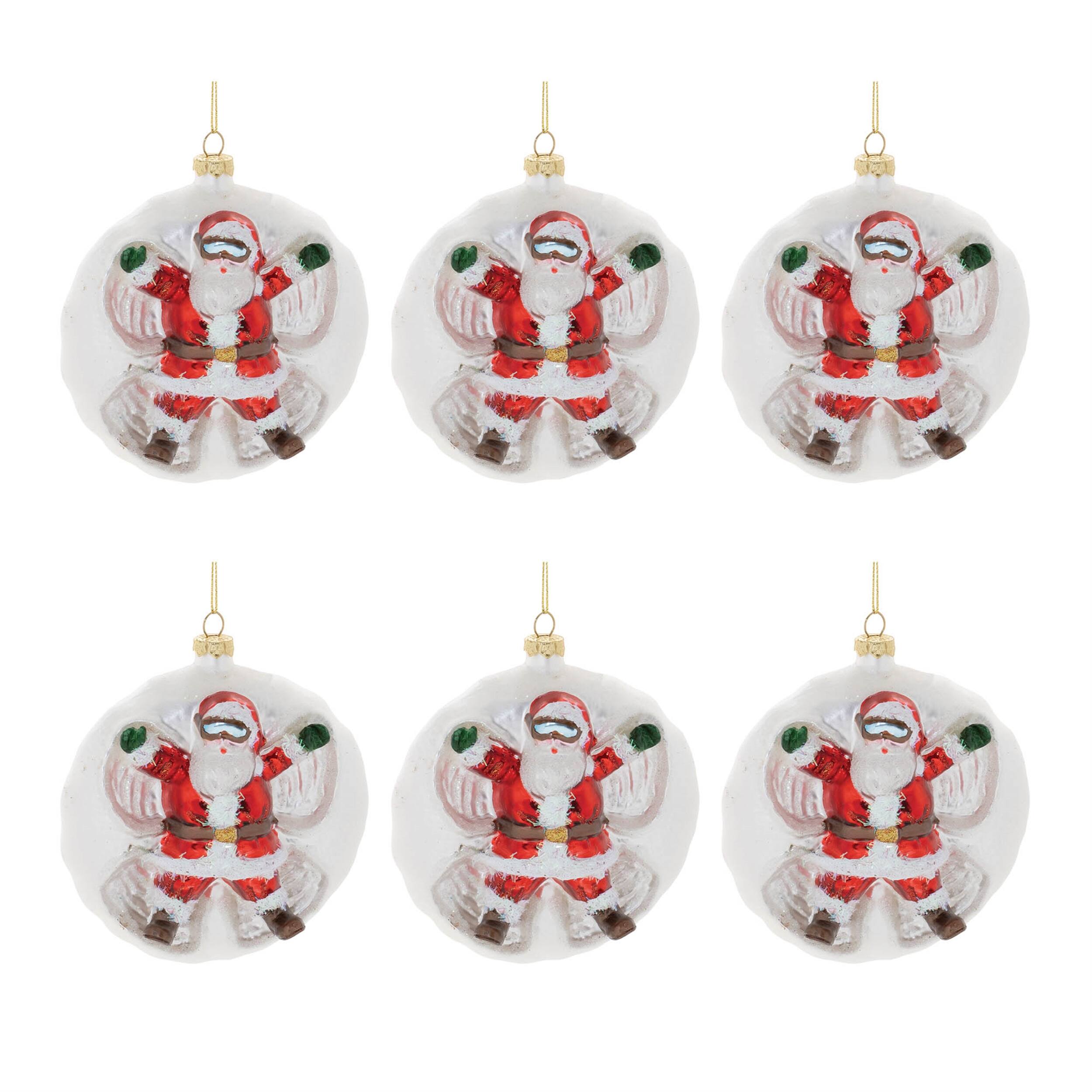 Left. BreeBe - Santa Snow Angel Ball Ornament (Set of 6) - Red, White.