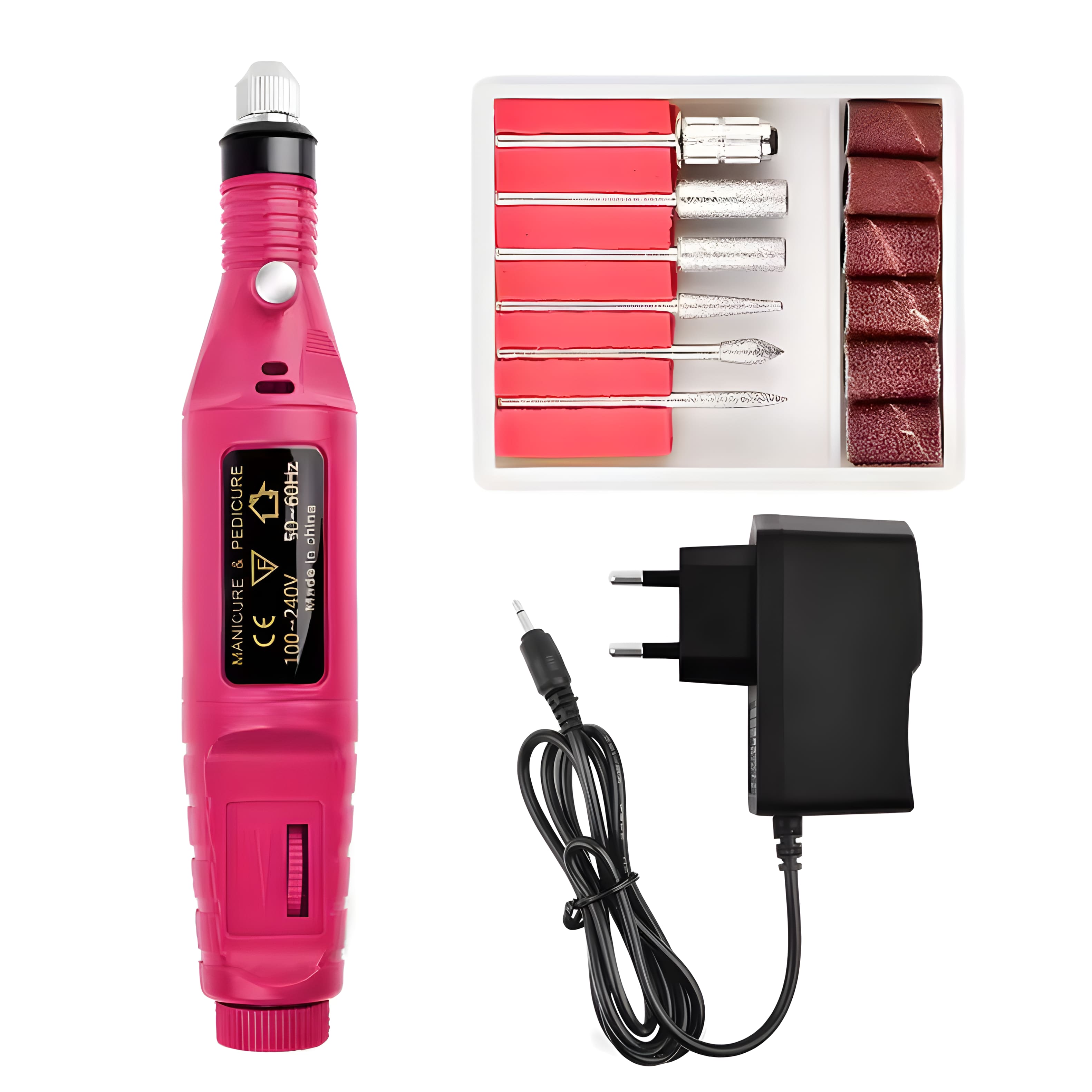 Cluzine - Adjustable Speed Electric Nail Drill Kit, 20000RPM, with 6 Bits, for Home Manicure & Pedicure