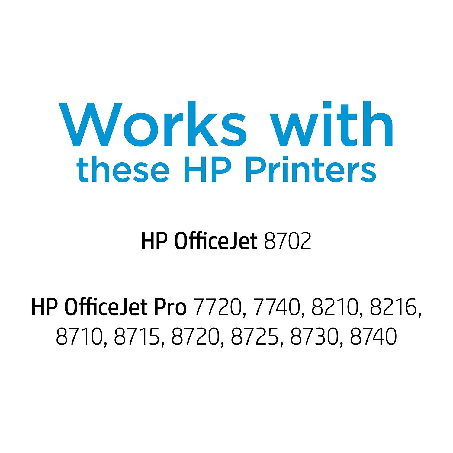 Works with these HP Printers

HP OfficeJet 8702

HP OfficeJet Pro 7720, 7740, 8210, 8216, 8710, 8715, 8720, 8725, 8730, 8740