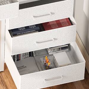 Alt View 2. Aheaplus - Computer Desk with 5 Fabric Drawers, Corner Home Office Desk with Filing Storage and Charging Station - White.