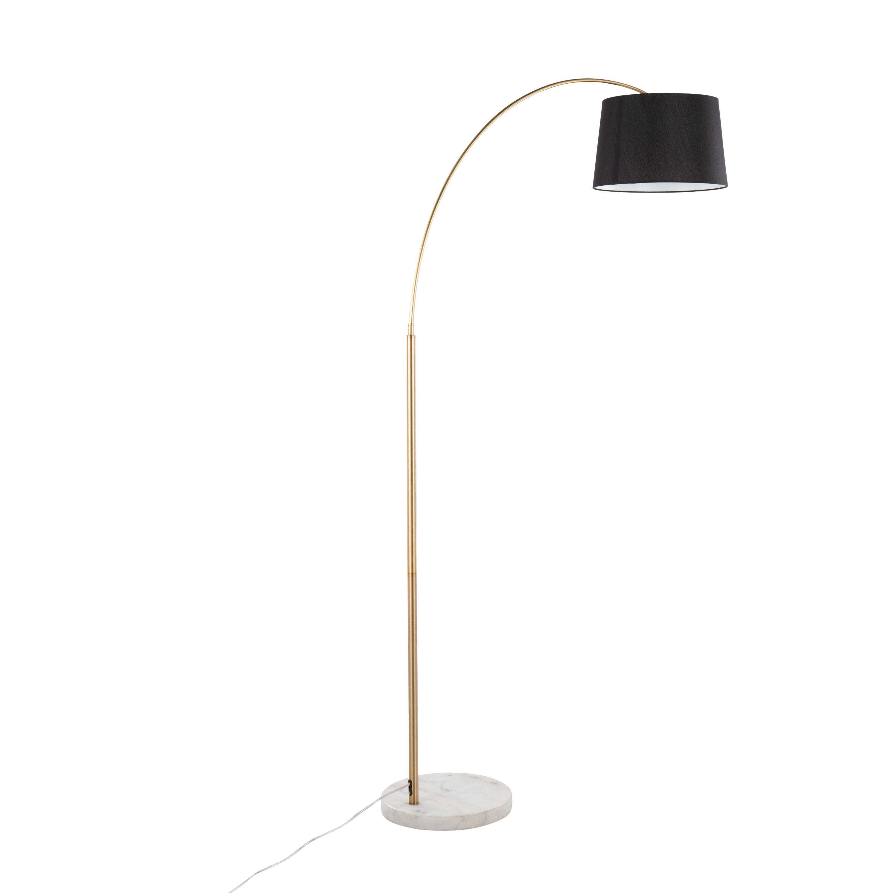 Back. APRILSOUL - March Contemporary Floor Lamp in White Marble and Antique Brass with Black Linen Shade Metal by LumiSource - Antique Brass.