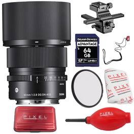 Sigma - 90mm f/2.8 DG DN Contemporary Lens Compatible with Sony E with Advanced Accessory and Travel Bundle | 261965 - Black