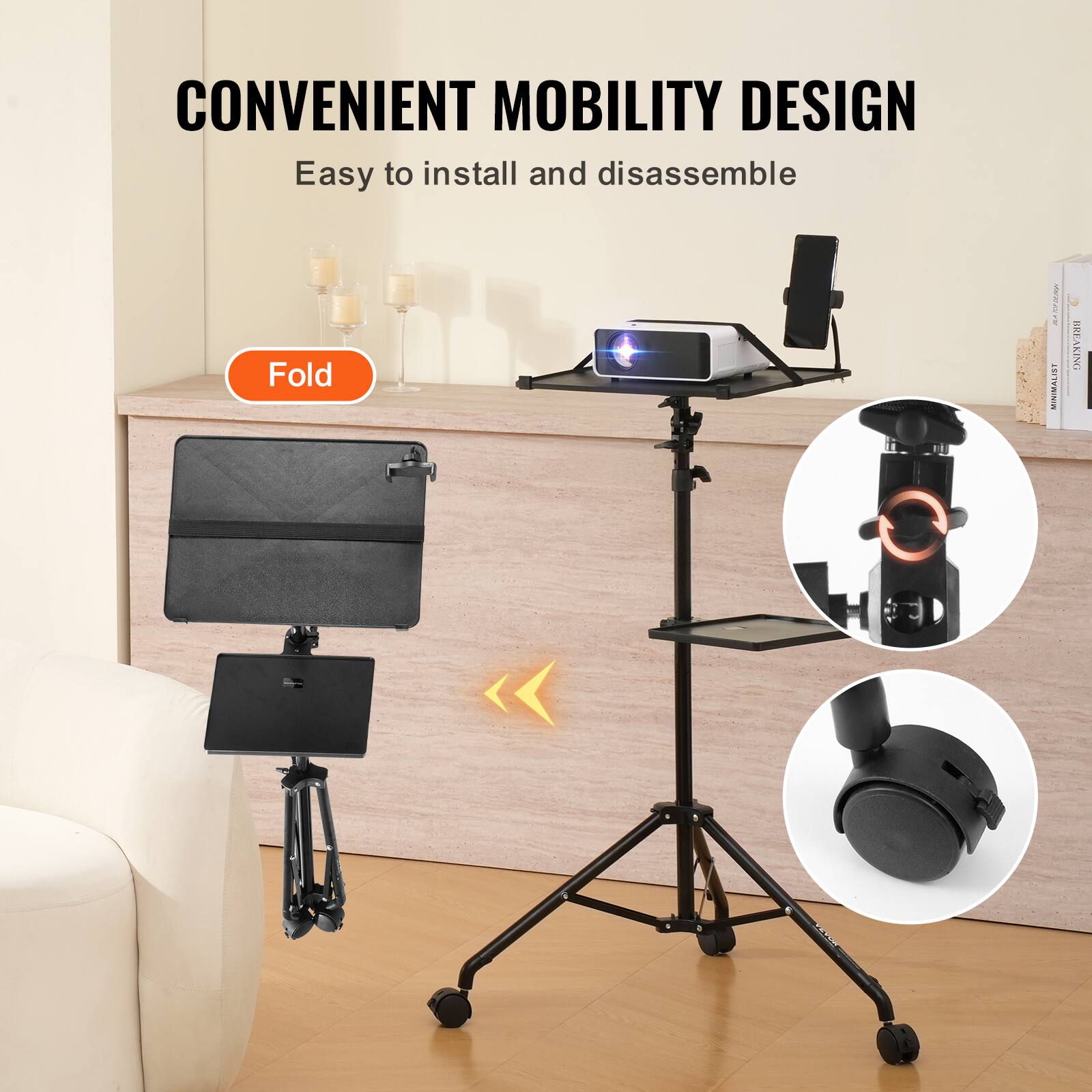 CONVENIENT MOBILITY DESIGN  
Easy to install and disassemble  

Fold
