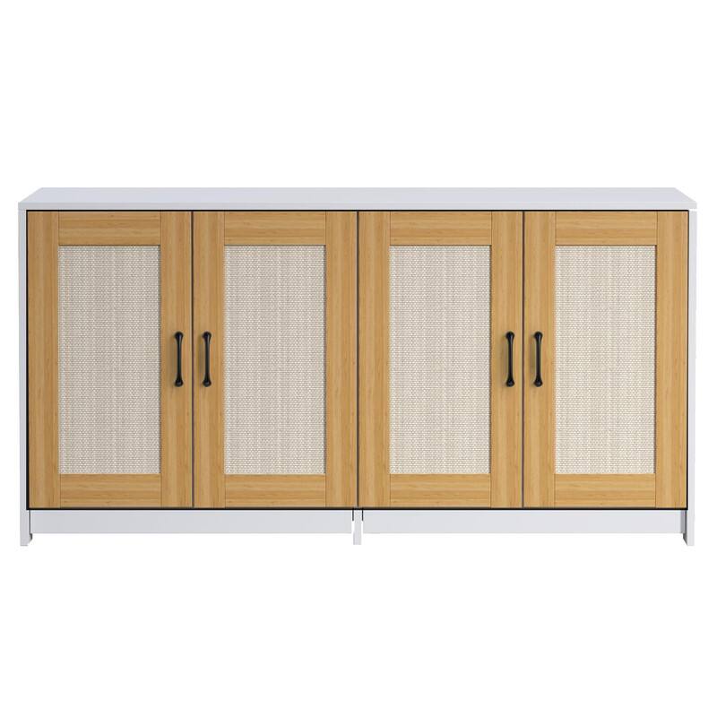 Alt View 4. GARVEE - 47 inch Double Litter Box Enclosure - Wooden 2-Cat Hidden Cabinet w/ Drawers & Doors, Cat House/TV Stand Sideboard - White.