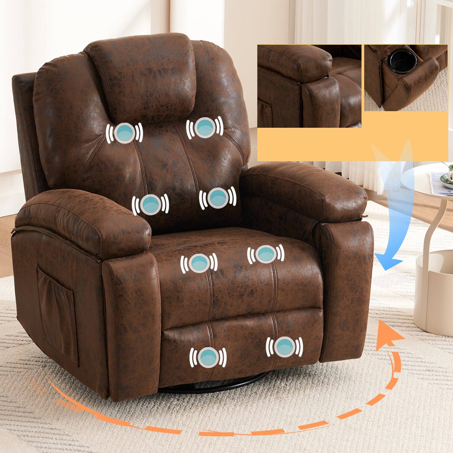 Alt View 1. Boyel Living - Brown Faux Leather Recliner Chair with Hidden Cup Holder - Brown.