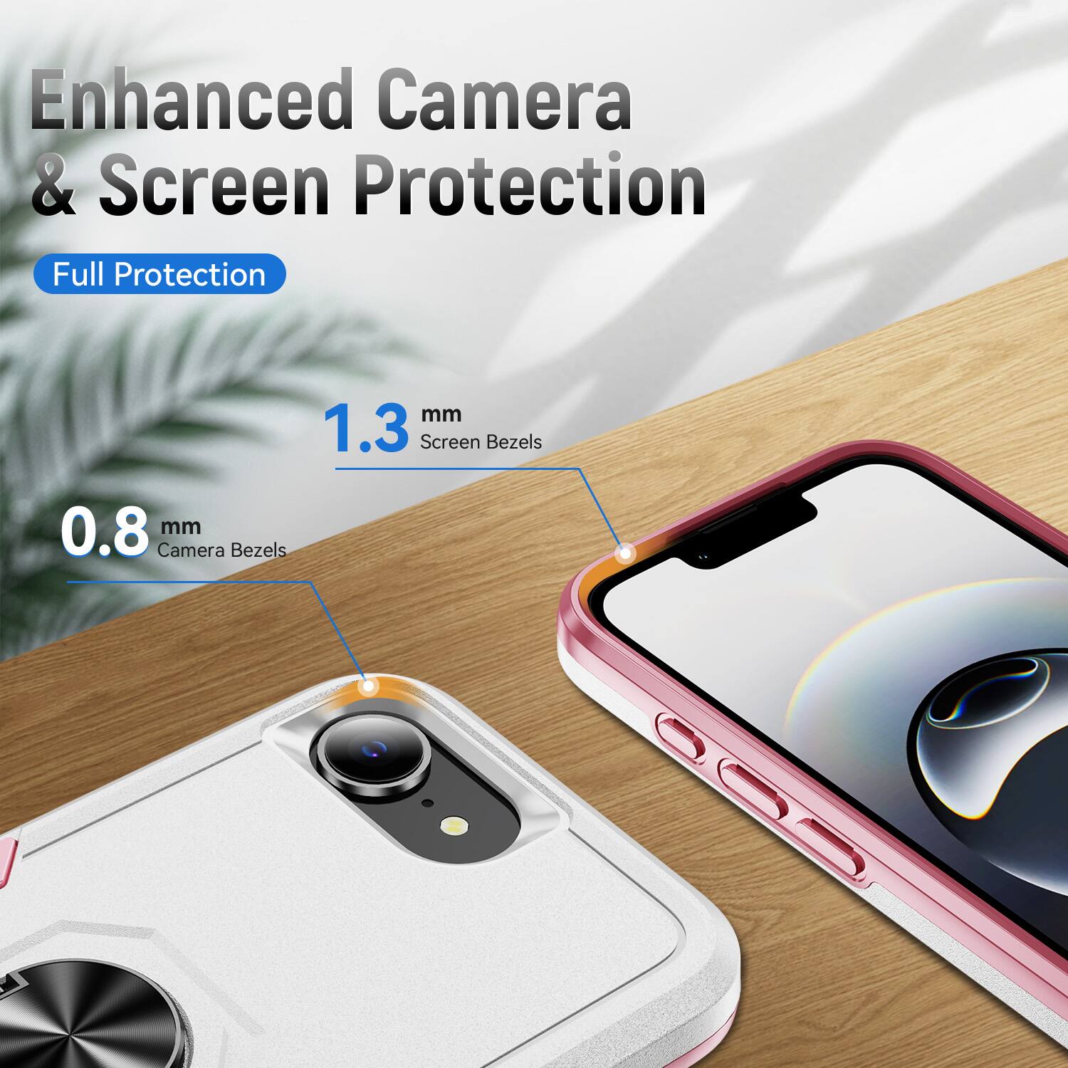 Enhanced Camera & Screen Protection  
Full Protection  
1.3 mm Screen Bezels  
0.8 mm Camera Bezels