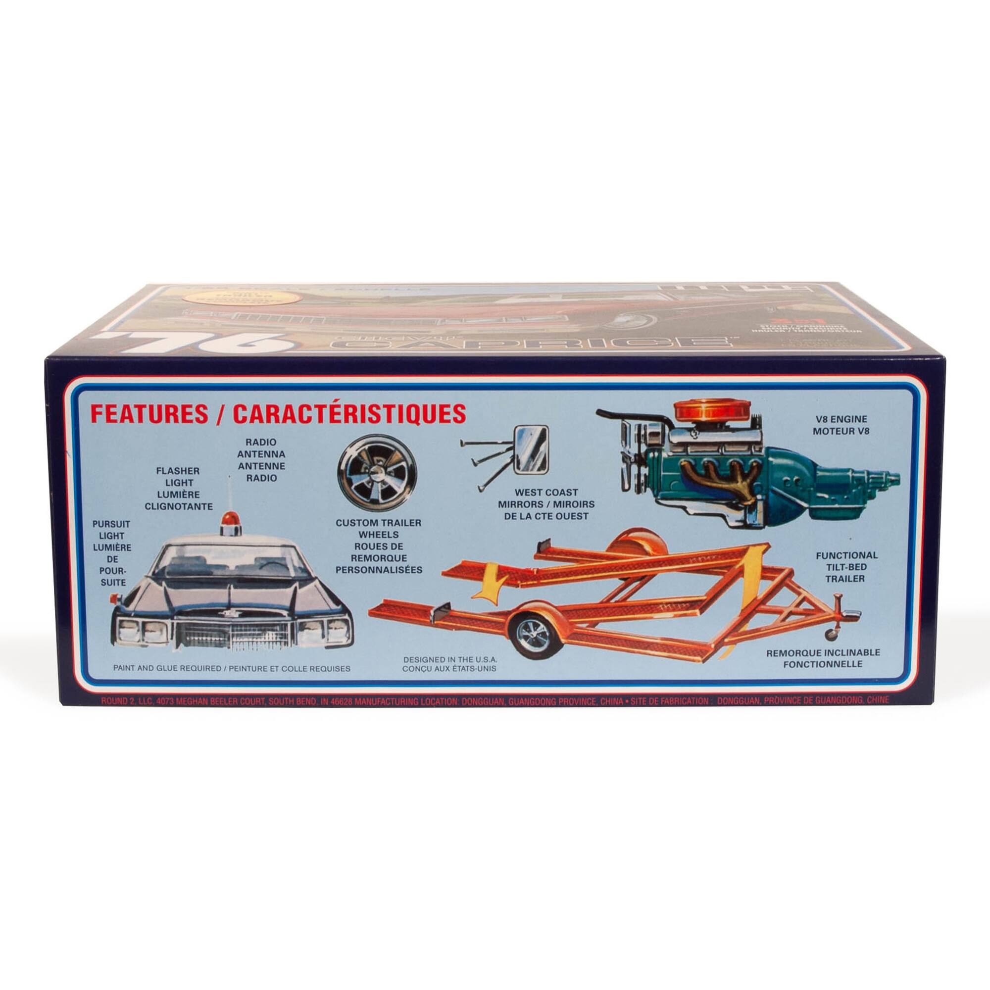 Features / Caractéristiques:
- Radio antenna
- Flasher
- Radio light
- Mirrors
- West Coast Cliqnotante
- Custom trailer light wheels
- Functional tilt-bed trailer
- Paint and value guaranteed
- Designed in the USA
- Made in China
- Manufacturing location: Dongguan Guangdong Province
- Made in Dongguan Guangdong Province, China.