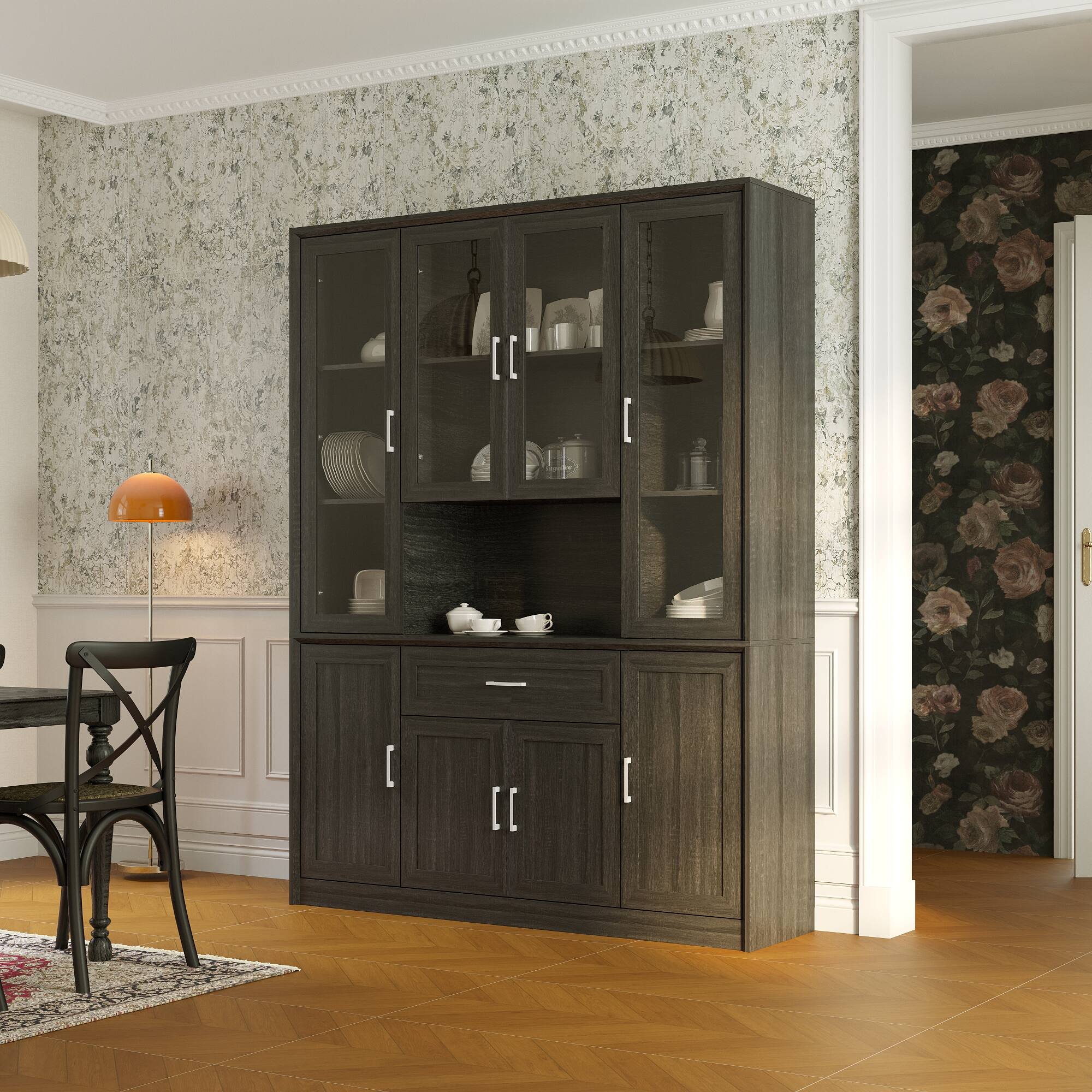 Alt View 2. Famapy - Famapy Tempered Glass - Door Display & Storage Cabinet - Black.