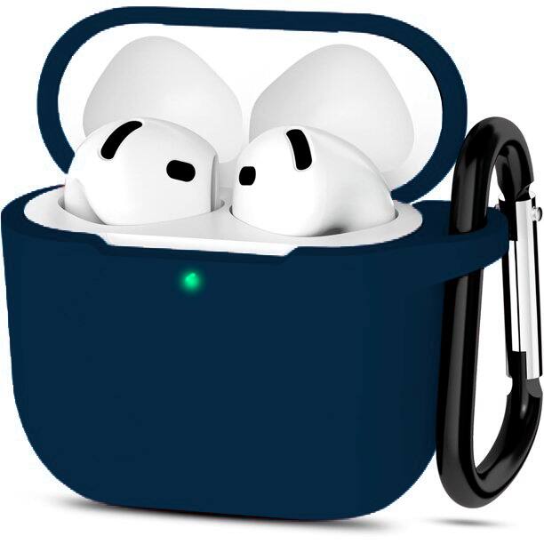 Front. Entronix - Entronix AirPods 4th Generation Case - Premium Soft-Touch Liquid Silicone Protection - Navy.