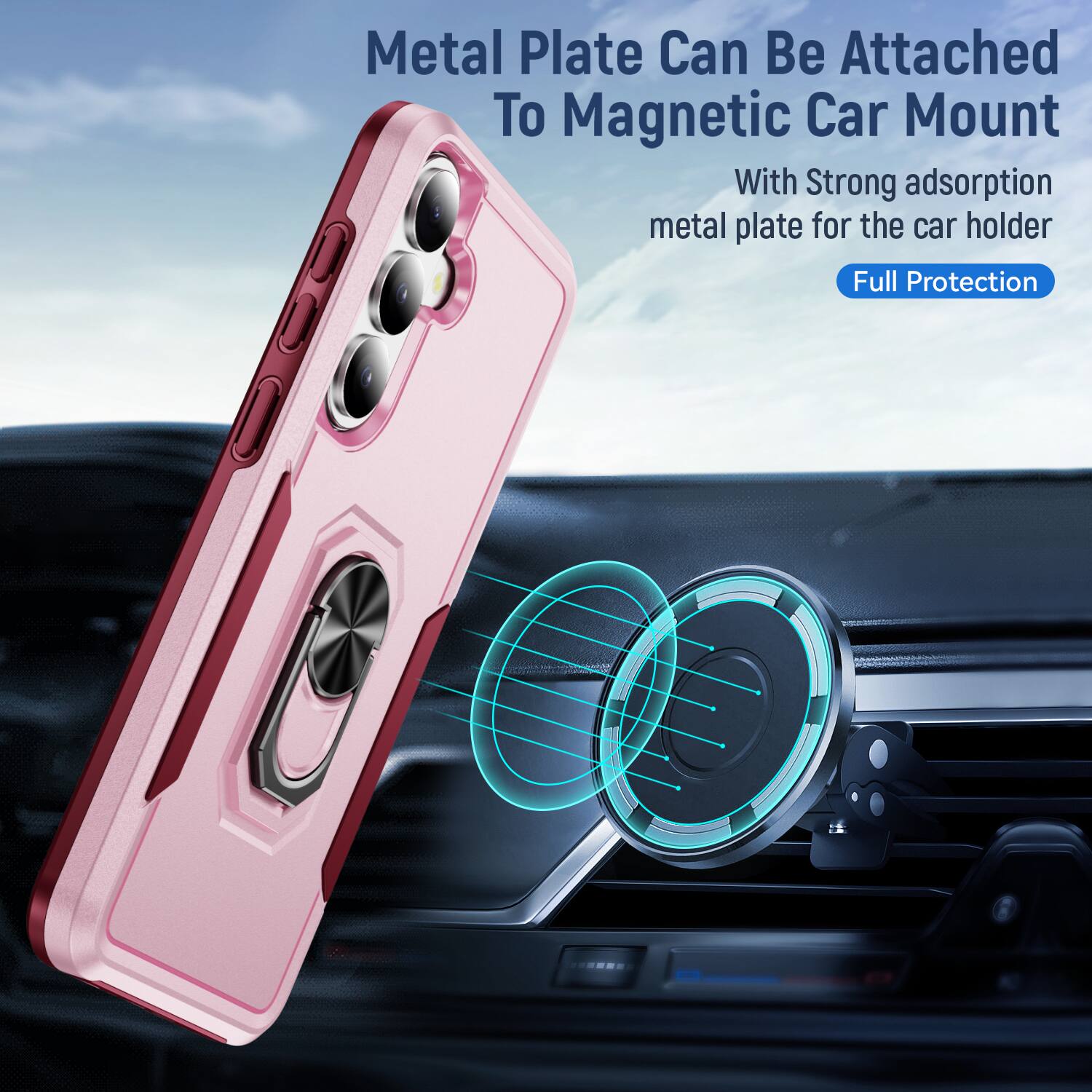 Metal Plate Can Be Attached To Magnetic Car Mount

With Strong adsorption metal plate for the car holder

Full Protection