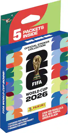 PACKETS 5 INSIDE
OFFICIAL STICKER COLLECTION
FIFA WORLD CUP 2026
PANINI
LOOK FOR PARALLELS:
RED, PURPLE, BLUE, GREEN & BLACK!
7 STICKERS PER PACKET
7 AUTOCOLLANTS SUR PAQUET
7 CROMOS POR SOBRE
