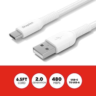 Staples 6.5FT 2.0 Generation 480 MBPS USB-C to USB-A Cord