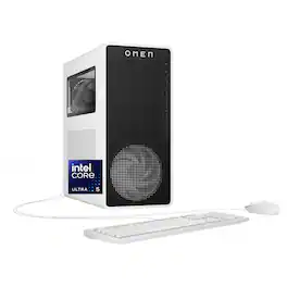 HP - OMEN 16L Gaming Desktop, Intel Core Ultra 5 225F, 8GB DDR5 RAM, 512GB SSD, NVIDIA RTX 3050, Windows 11 Home - Snow white metal