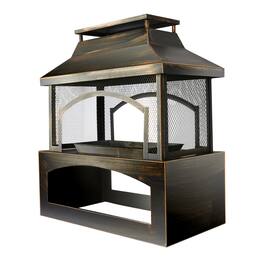 TinyHomie - 37 Fire Pits Wood Storage Outside Large Wood Burning Fireplace Chimney Spark Screen Fire Poker