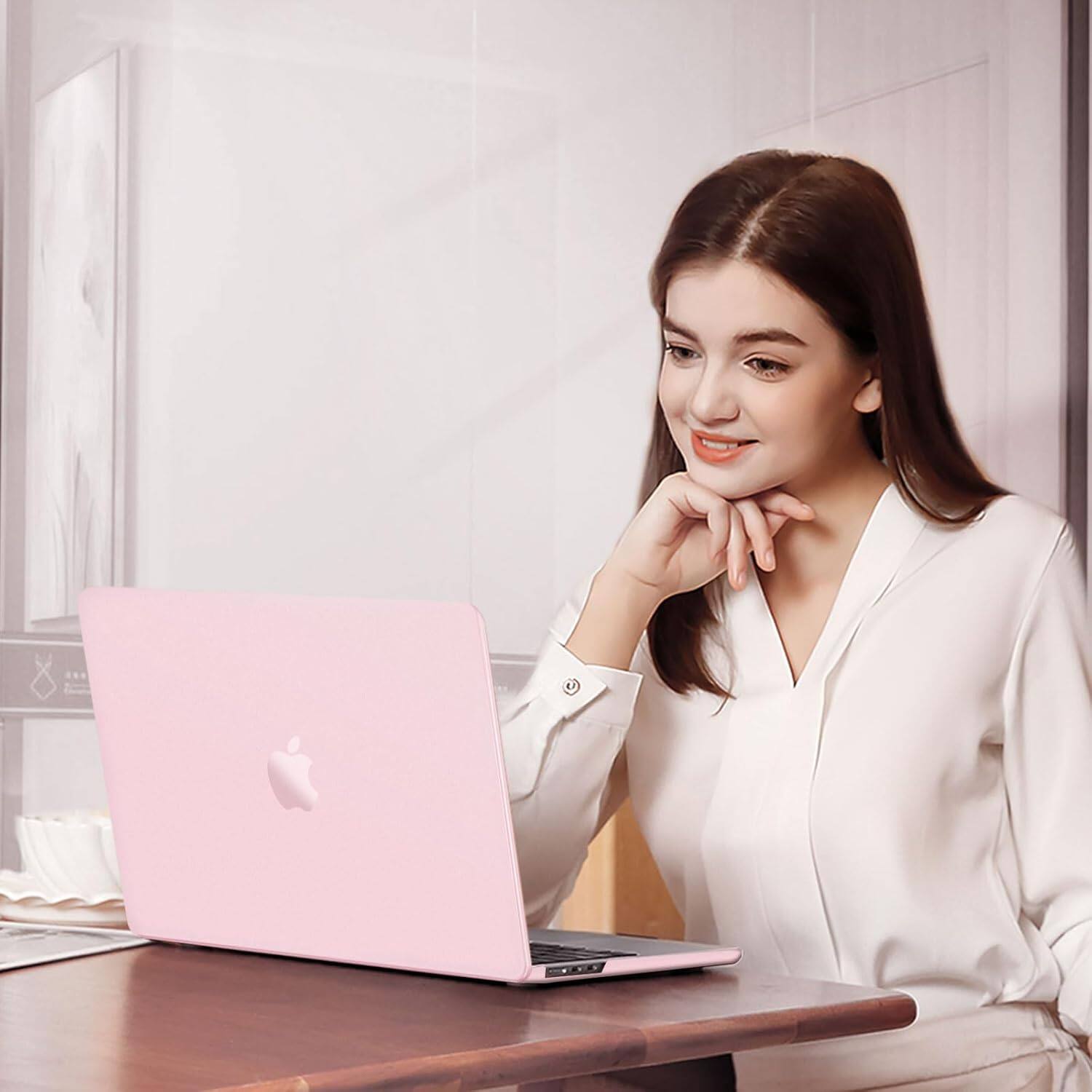 Alt View 2. mosiso - Ultra-Thin Hard Shell Case & Keyboard Cover for MacBook Air 13 inch (A3449 A3240 A3113 A2681 2022–2026) - Baby Pink.