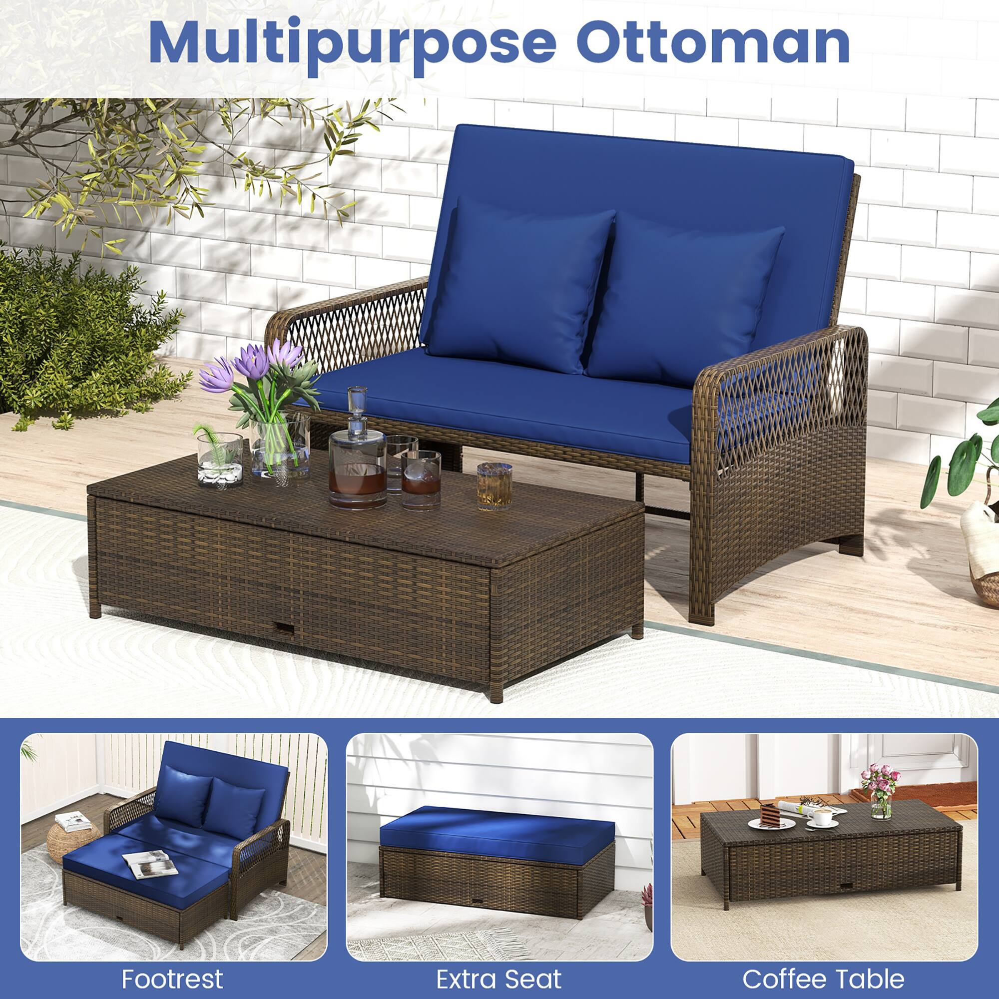 Multipurpose Ottoman

Footrest

Extra Seat

Coffee Table