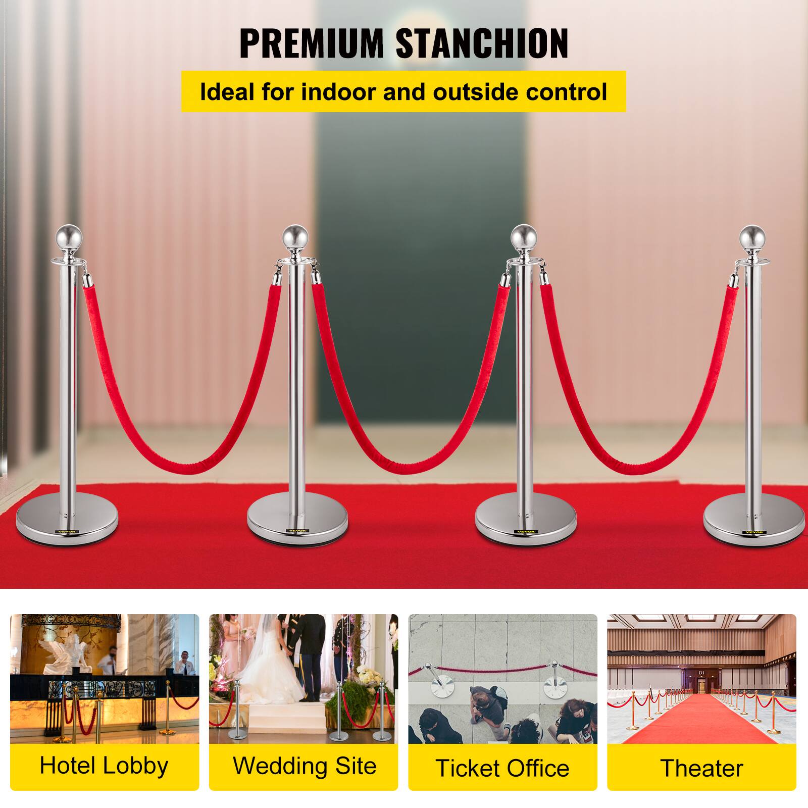 PREMIUM STANCHION  
Ideal for indoor and outside control  

Hotel Lobby  
Wedding Site  
Ticket Office  
Theater