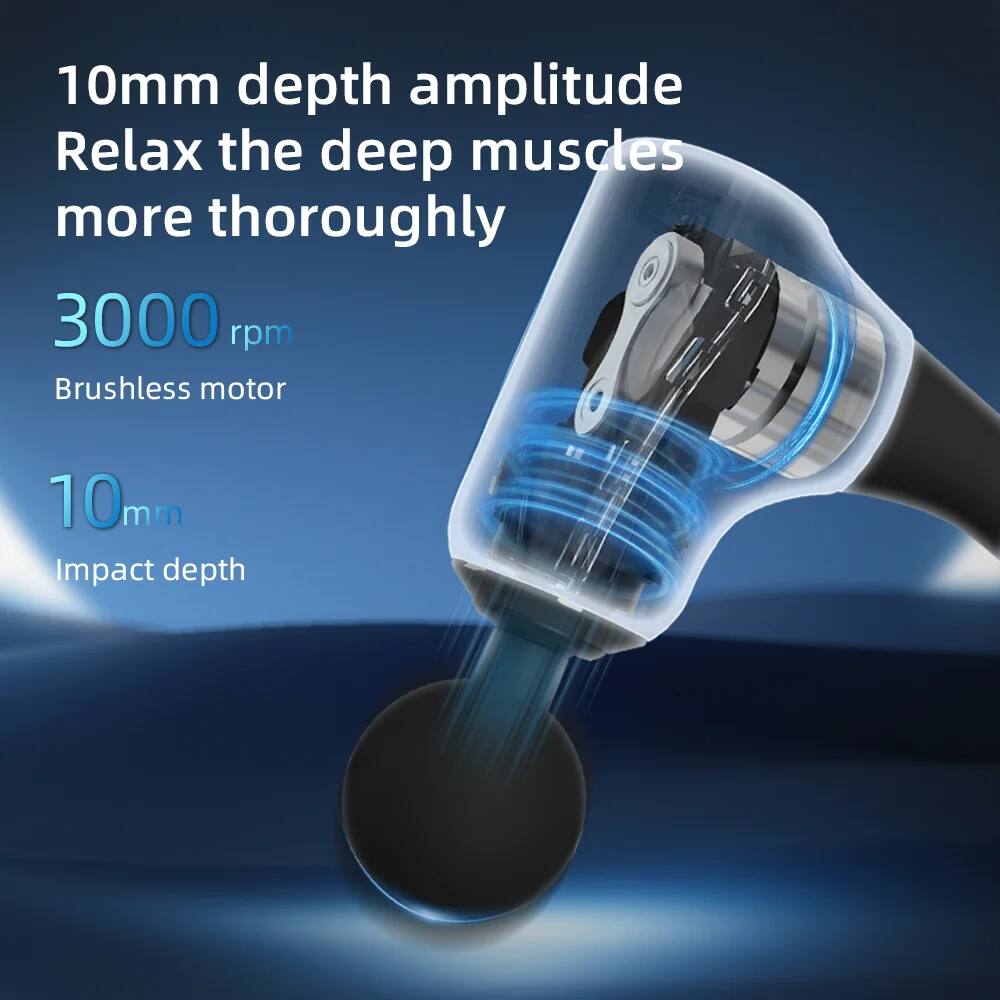 10mm depth amplitude  
Relax the deep muscles more thoroughly  

3000 rpm  
Brushless motor  

10mm  
Impact depth