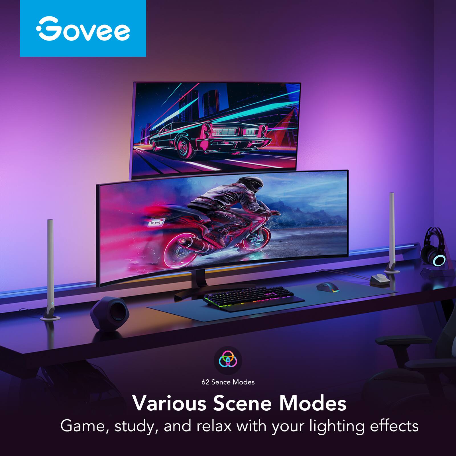 Govee PYLO 62 Sence Modes Various Scene Modes Game, study, and relax with your lighting effects