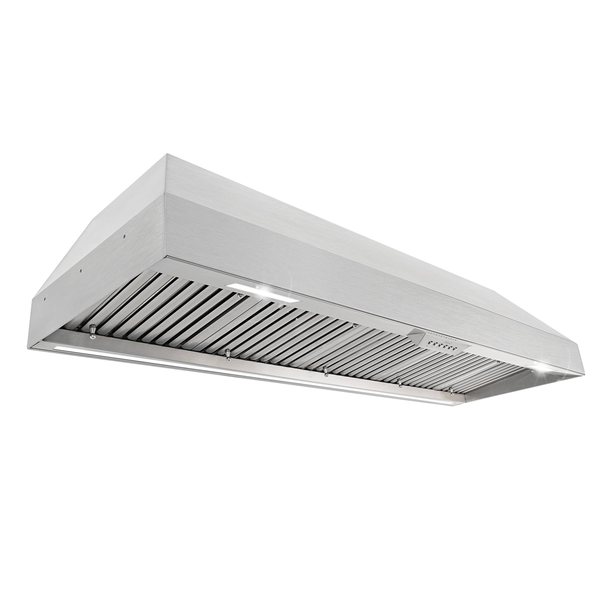 Front. Akicon - Akicon 60 in. 1200 CFM Ducted Stainless Steel Range Hood Insert with 4 Speed, 3 CCT LED Light and Heat Sensor Auto Speed - Stainless steel.