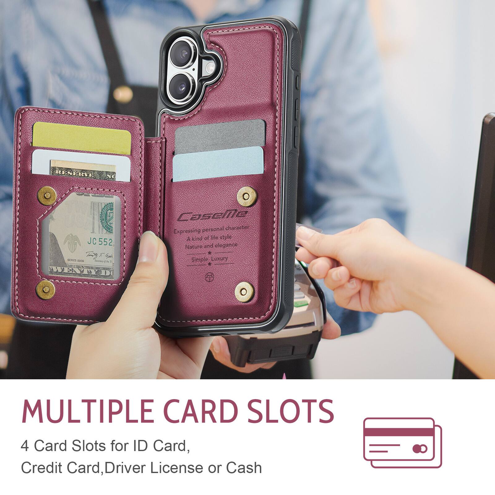 notigEnA NC USA JC JC552 Zy   - - I - WENYD Caselle personal character Expressing A kind of life style Nature and elegance Simple Luxury MULTIPLE CARD SLOTS 4 Card Slots for ID Card, Credit Card, Driver License or Cash