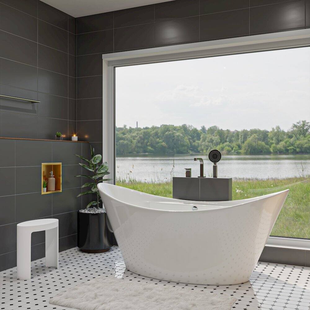 Left. Alfi - 12" x 12" Brushed Gold PVD Stainless Steel Square Single Shelf Shower Niche - Gold.