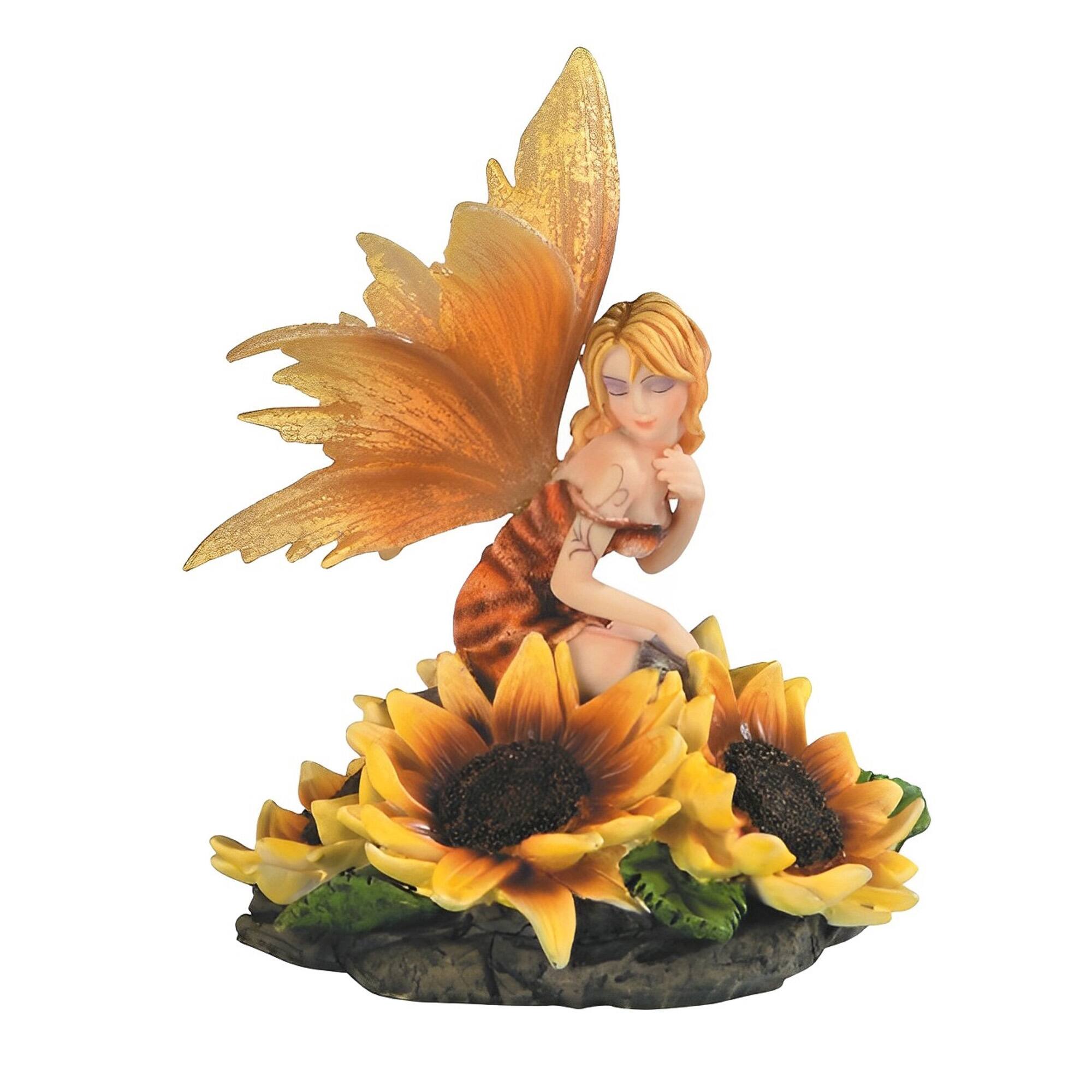 Front. FC Design - FC Design 5"H Flower Fairy with Sunflowers Figurine Statue Office Desk Tabletop Home Decor Gift - Multi-Color.