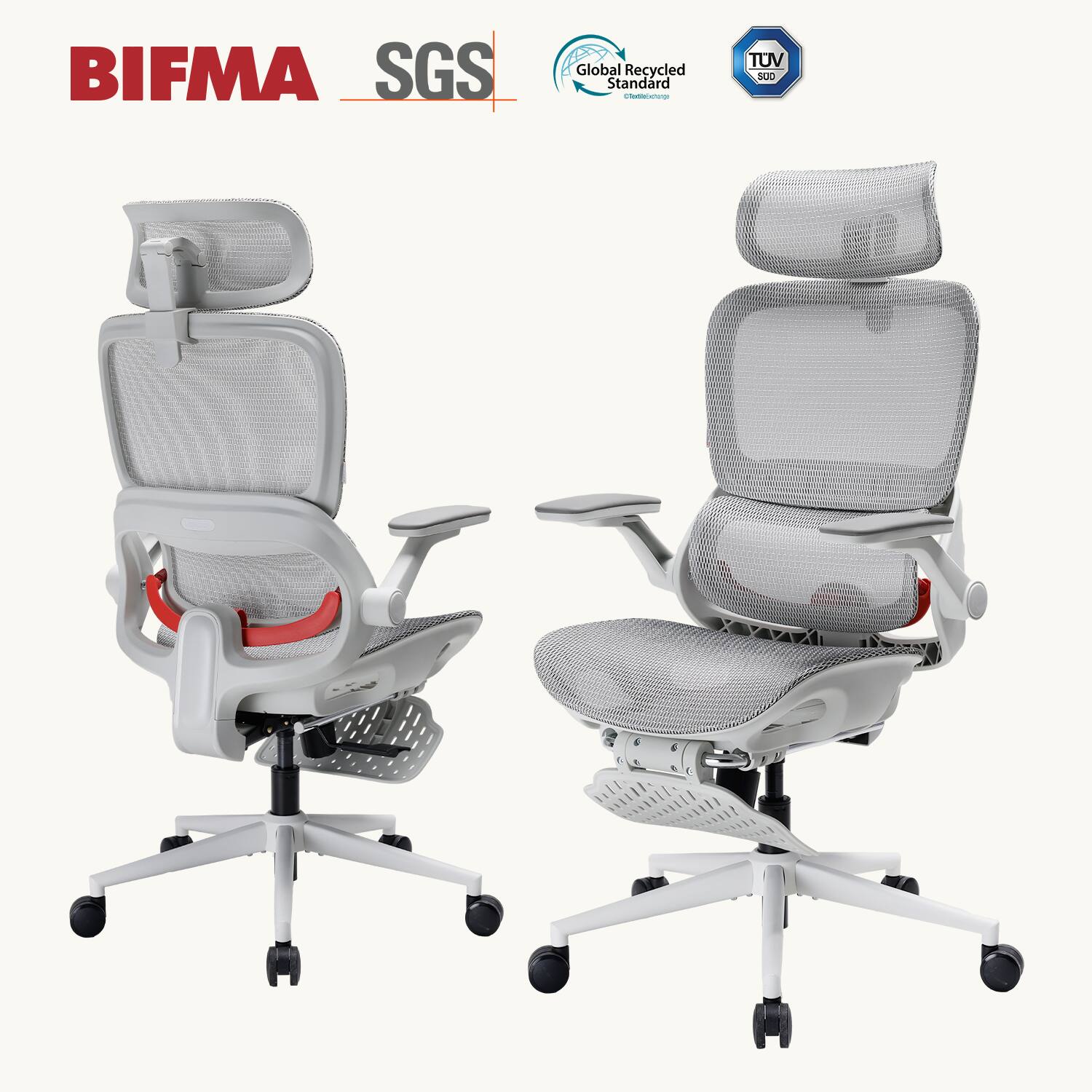 SIHOO - B100 PRO Ergonomic Office Chair with Footrest, Breathable Mesh Chair, Adaptive Dynamic Lumbar, 4D Arm for Home, 300lb - Light Gray price history on PriceWatchPro
