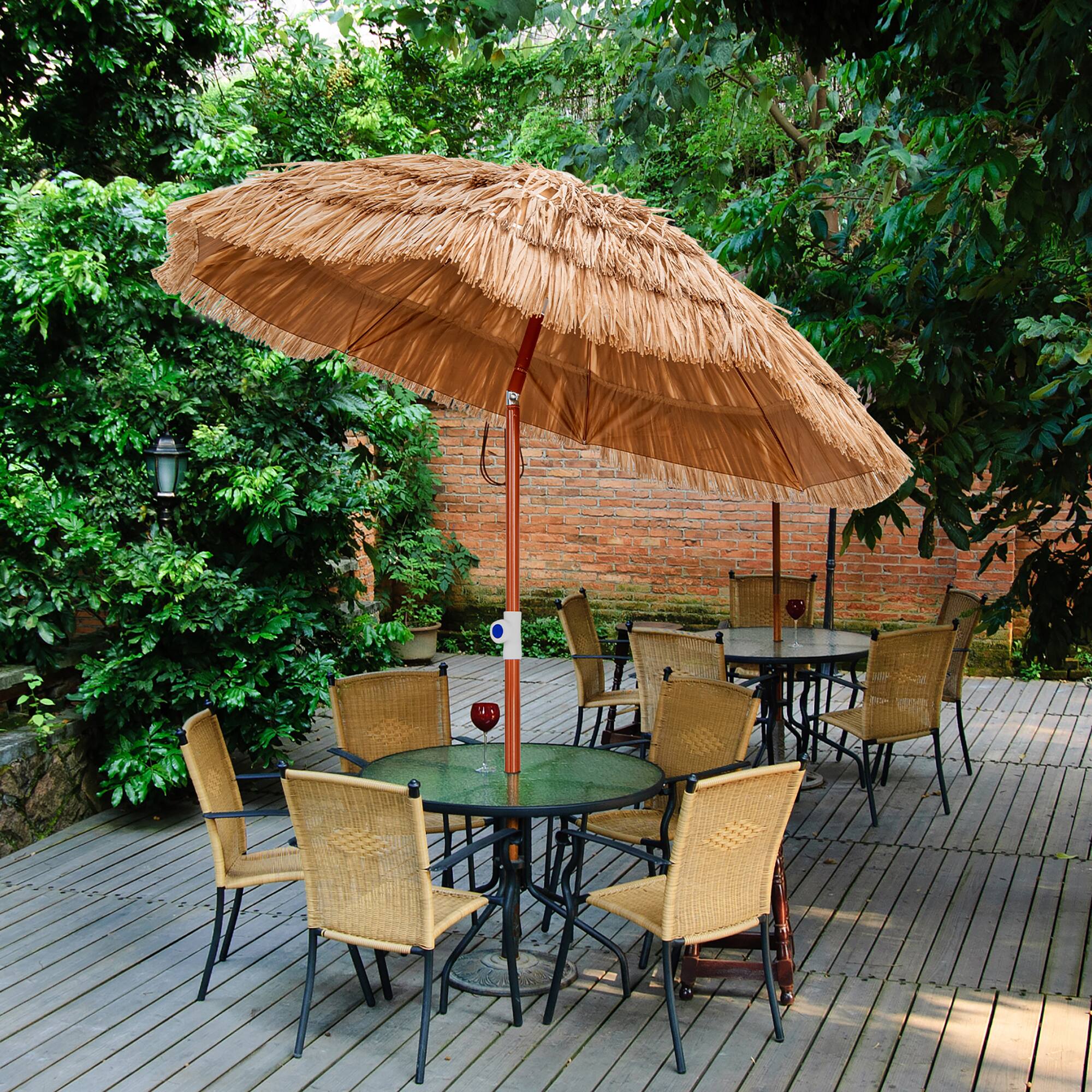 Alt View 4. Costway - Costway Patio 6FT Tropical Thatched Tiki Beach Umbrella Portable Outdoor Market Tilt - Natural.