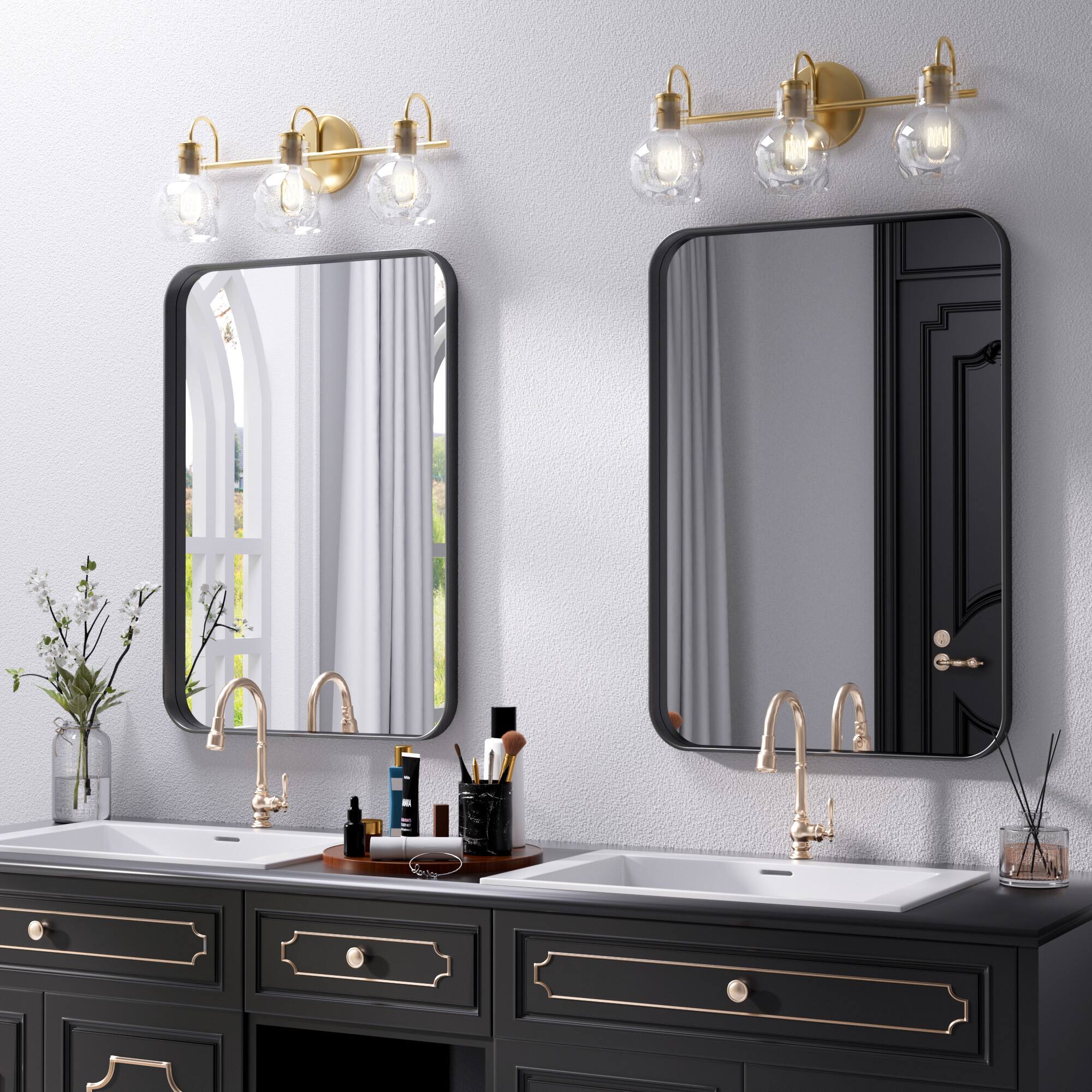 Alt View 7. PAIHOME - Black Metal Framed Bathroom Mirror for Wall, Vanity Mirror for Modern Decorative - 16" x 24".