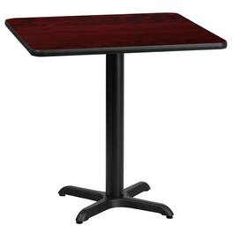 Flash Furniture - Graniss 24'' Square Mahogany Laminate Table Top with 22'' x 22'' Table Height Base - Brown