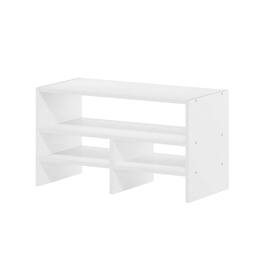 FurniFact - desk organizing shelf with multi-tier design and sturdy wood construction - White