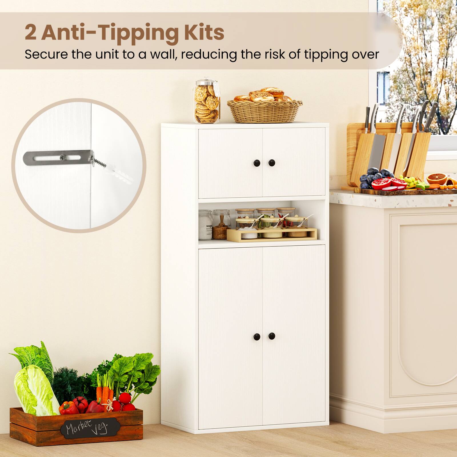 2 Anti-Tipping Kits  
Secure the unit to a wall, reducing the risk of tipping over