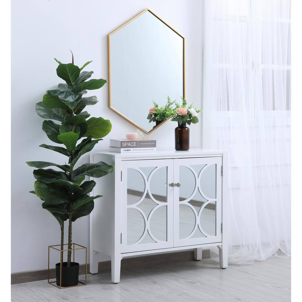 Alt View 2. Elegant Decor - Metal frame hexagon mirror 24 inch in Brass - Brass.