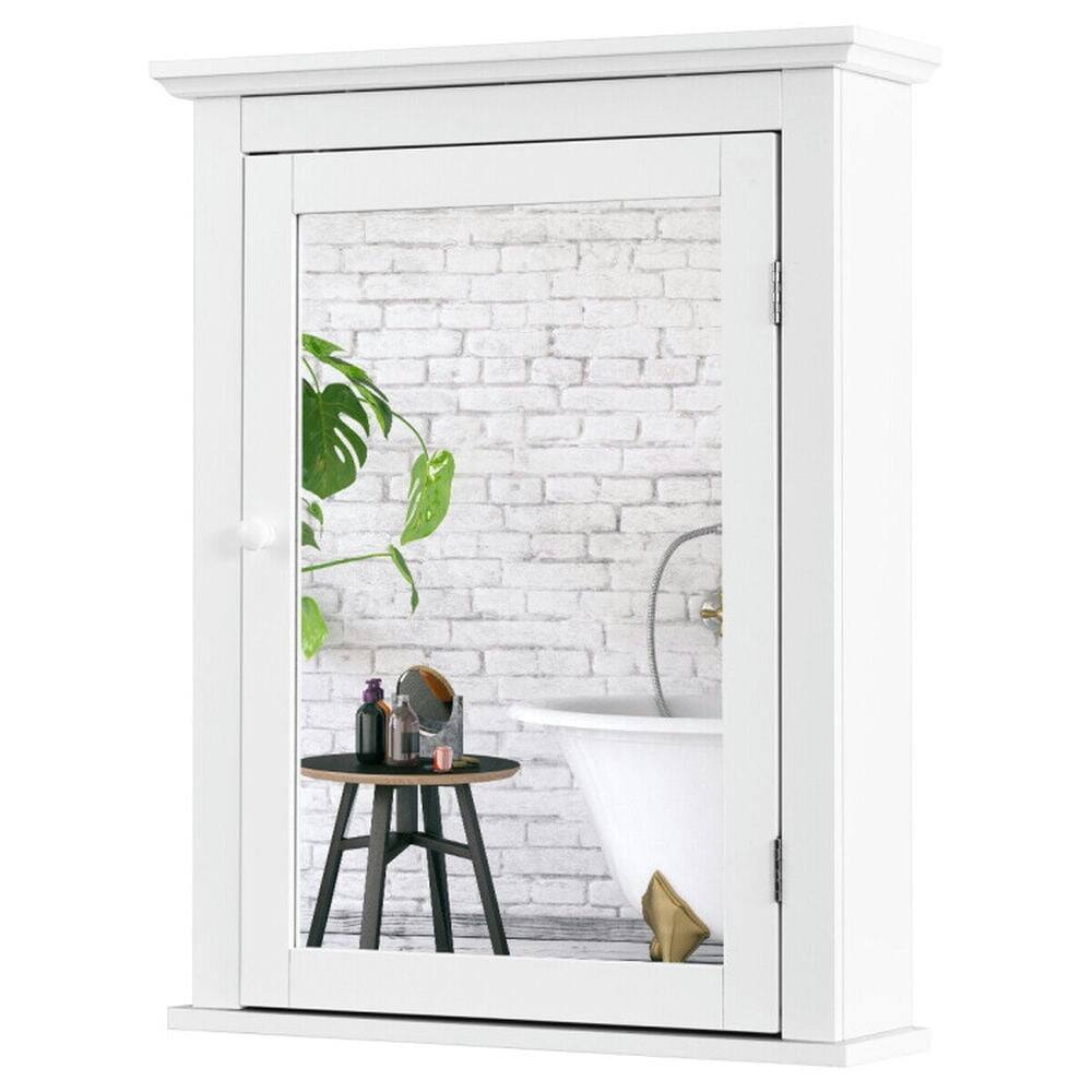 Angle. Pefilos - Bathroom Mirror Cabinet Wall Mounted Adjustable Shelf Medicine Storage-White, Bathroom Cabinet for Bathroom Laundry Room - White.