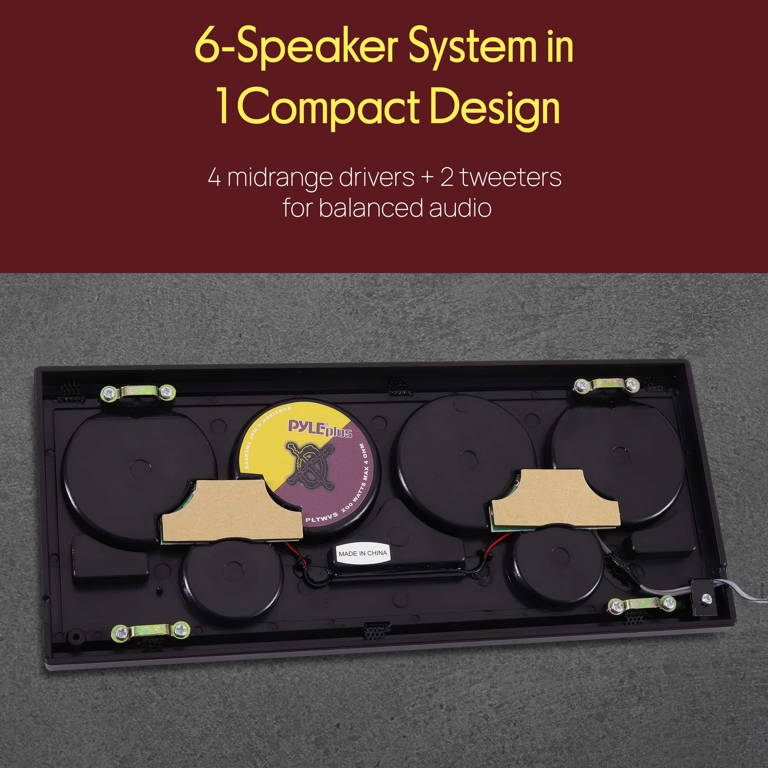 Pyle PLTWVS 6 Way Car Stereo Speaker System, 200W, Piezo Midrange