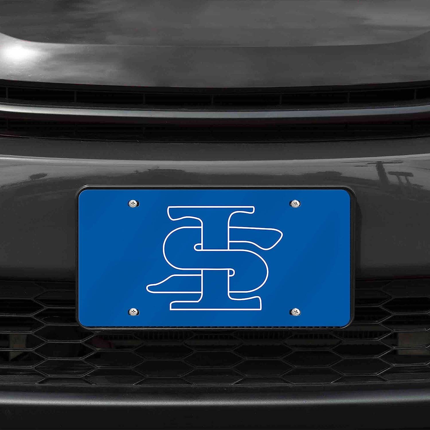 Alt View 1. Rico Industries - Indiana State Sycamores Blue Mirrored Laser Cut License Plate Laser Tag - Multi.
