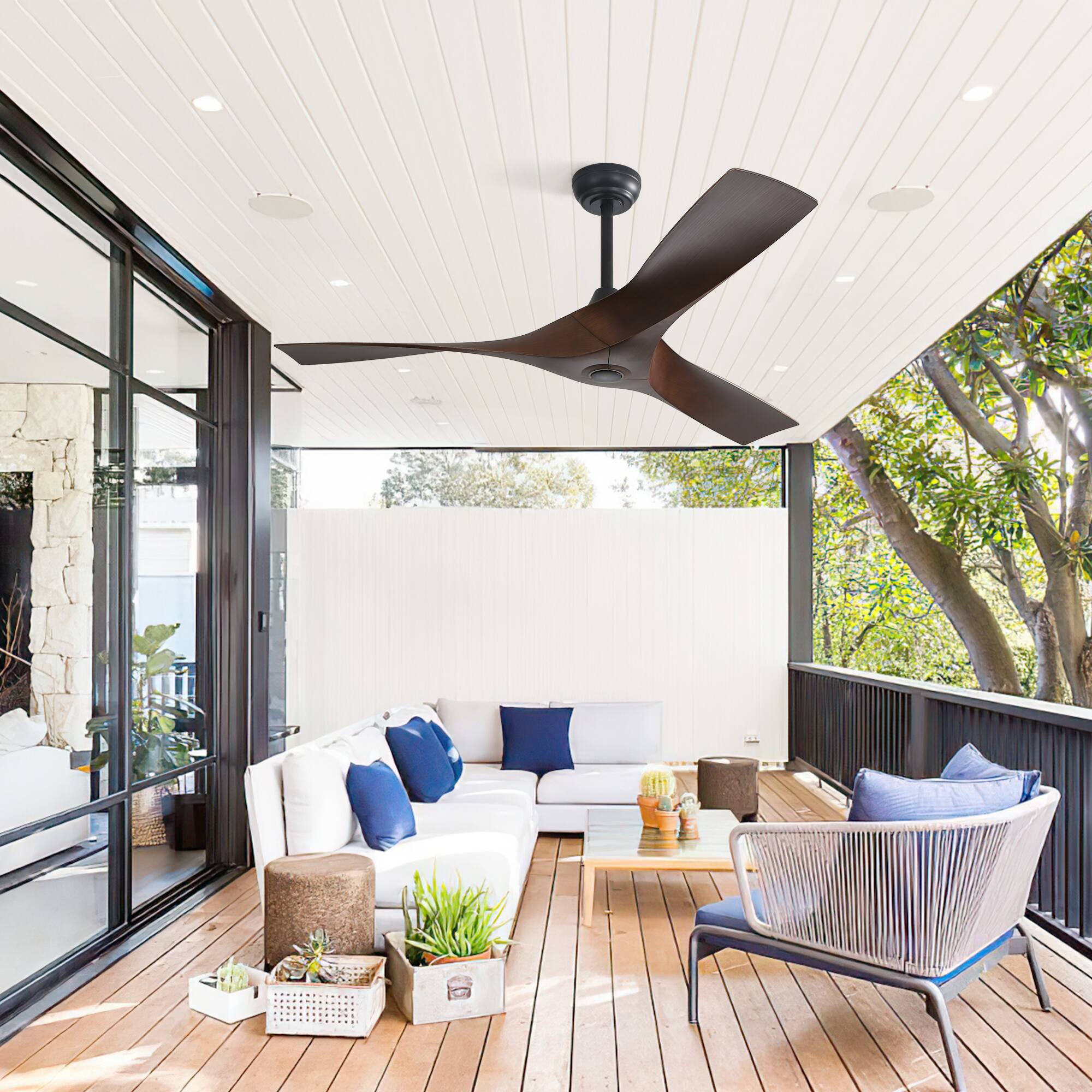 Left. APRILSOUL - 52 Inch Modern Ceiling Fan 3 ABS Blades Remote DC Motor No Light - Black.