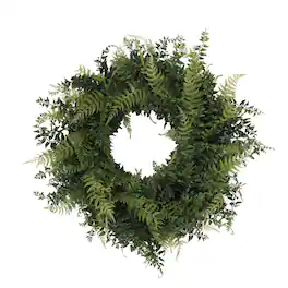 Vickerman - 24" Buckler Fern & Grass Wreath - Green