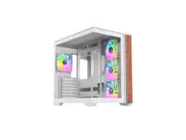 Thermaltake - View 380 WS ARGB Mid Tower; Wood Trim; 4x ARGB Fans; 360mm Radiator; 415mm GPU; Dual Chamber; ATX/mATX/mITX - White