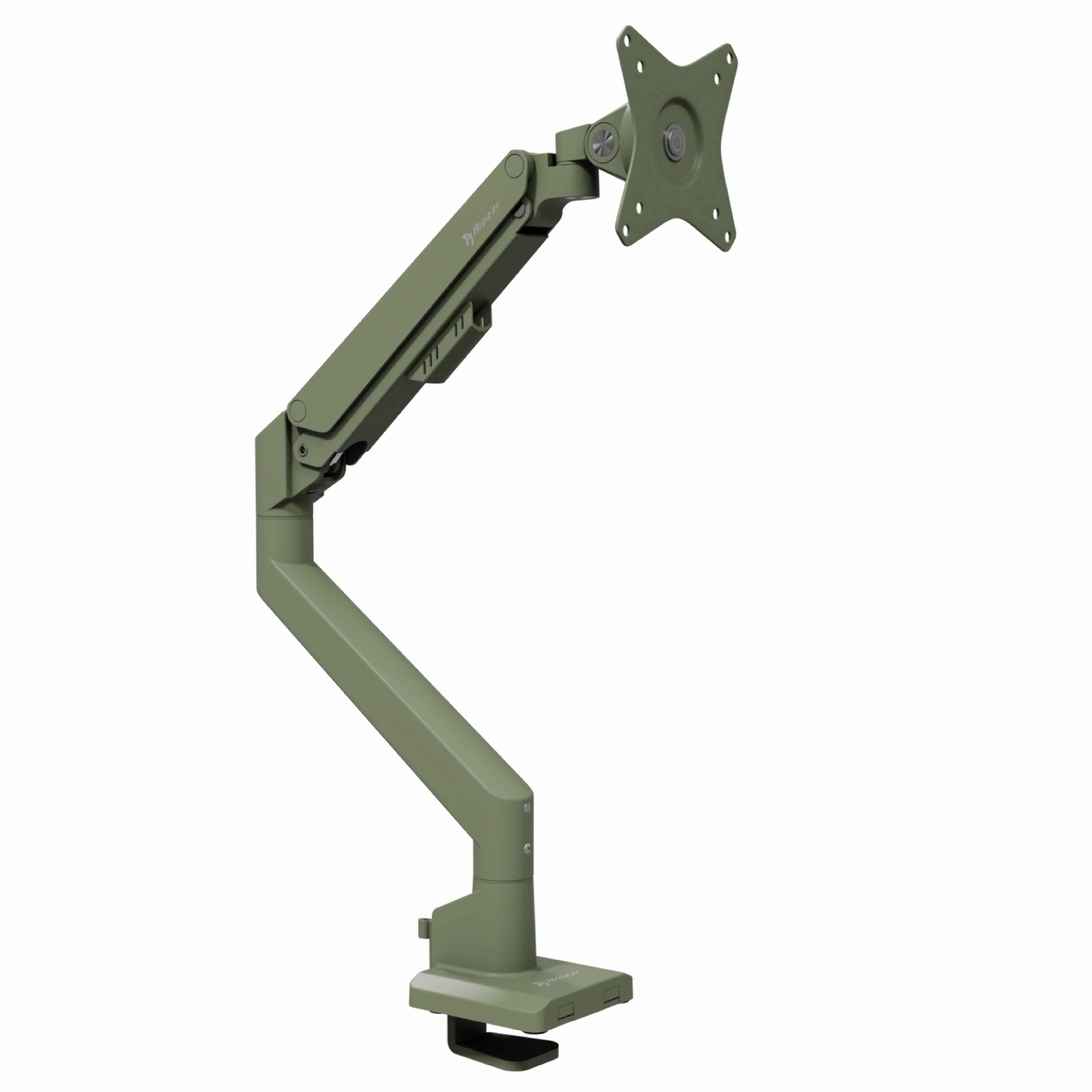 Alt View 2. Arozzi - Arozzi Alzare Neo Gas Spring Single Monitor Arm – Tilt, Swivel & Rotation – Forest Green - Forest Green.