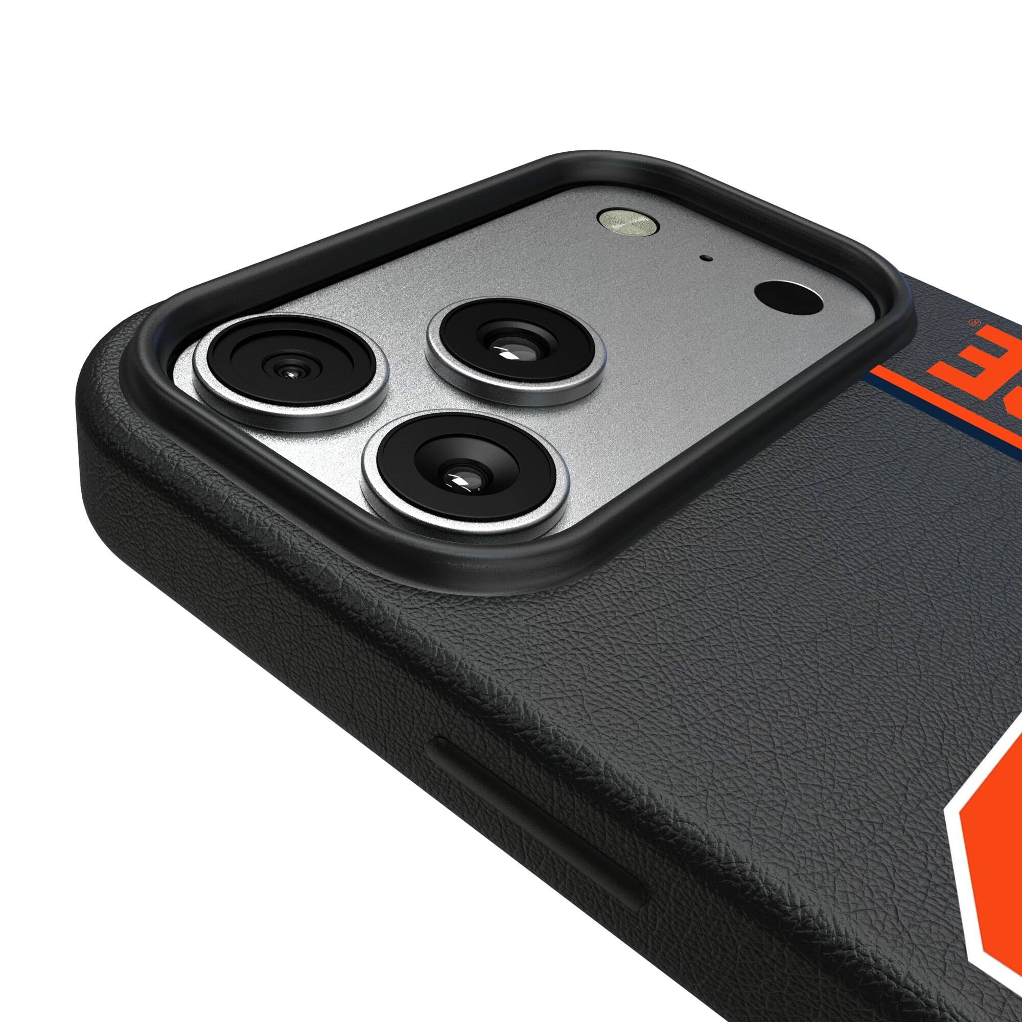 Alt View 2. Keyscaper - Syracuse Orange iPhone Magnetic Bump Case - 16 Pro Max - Black.