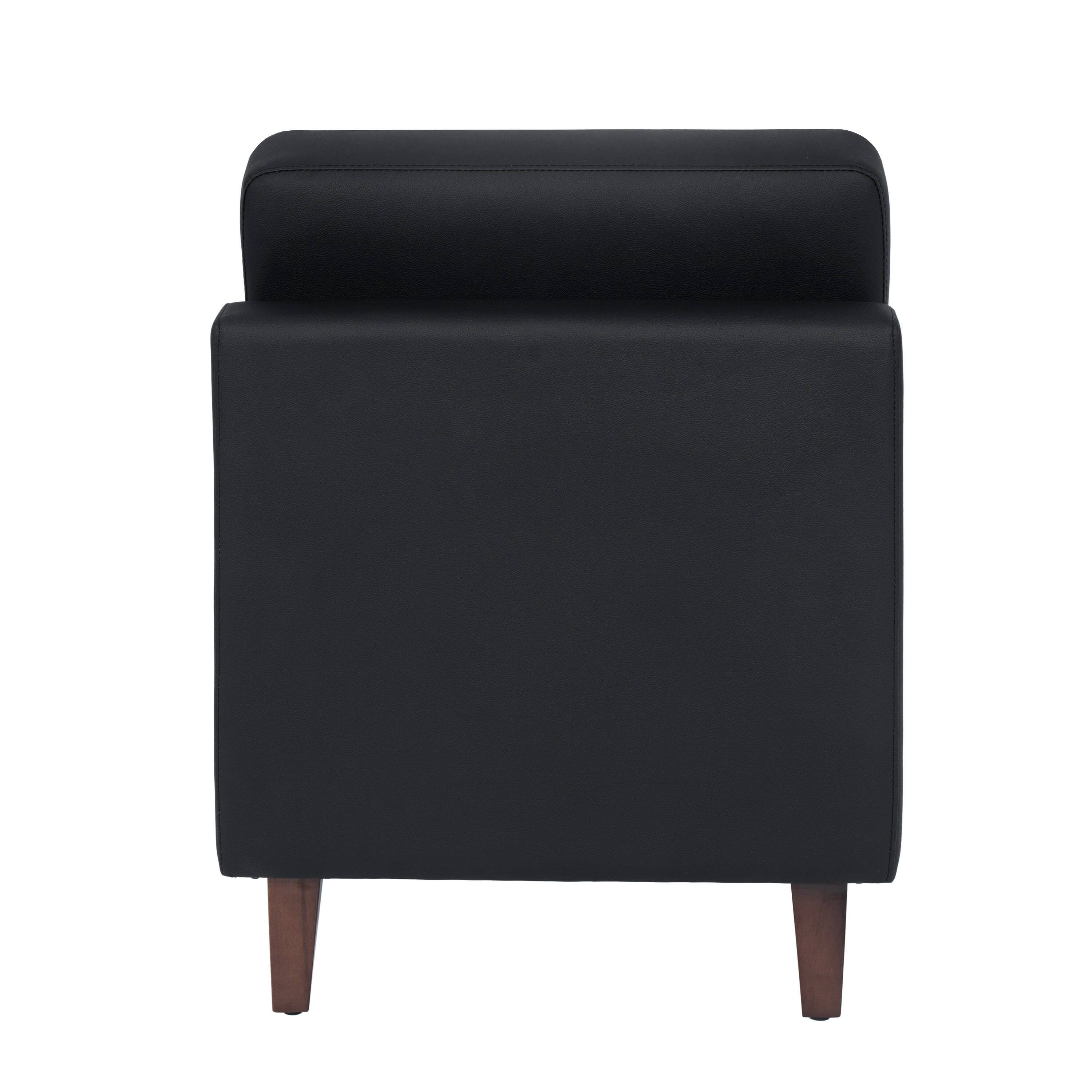 Back. Flash Furniture - HERCULES Artemis Black LeatherSoft Middle Reception Chair with Wooden Walnut Legs with Adjustable Floor Glides - Black.